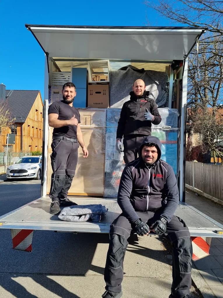 Office furniture and equipment being moved