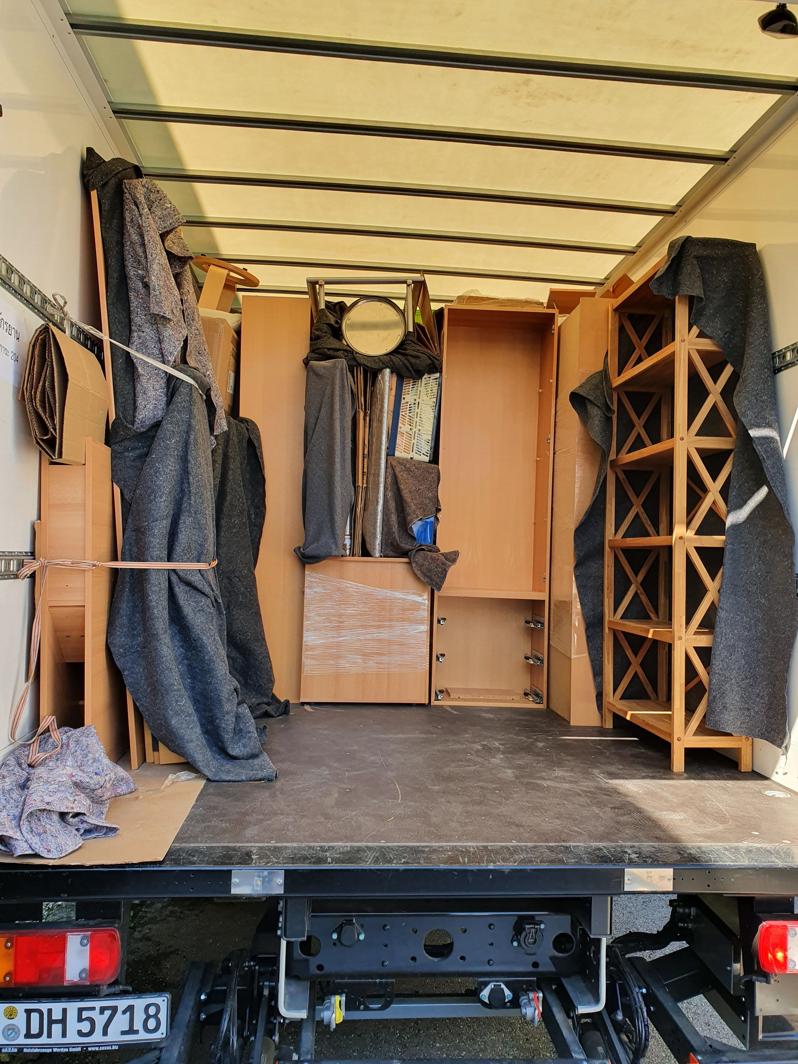 Furniture and boxes in storage